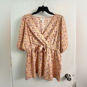 Motherhood Maternity Peach Floral Wrap Top